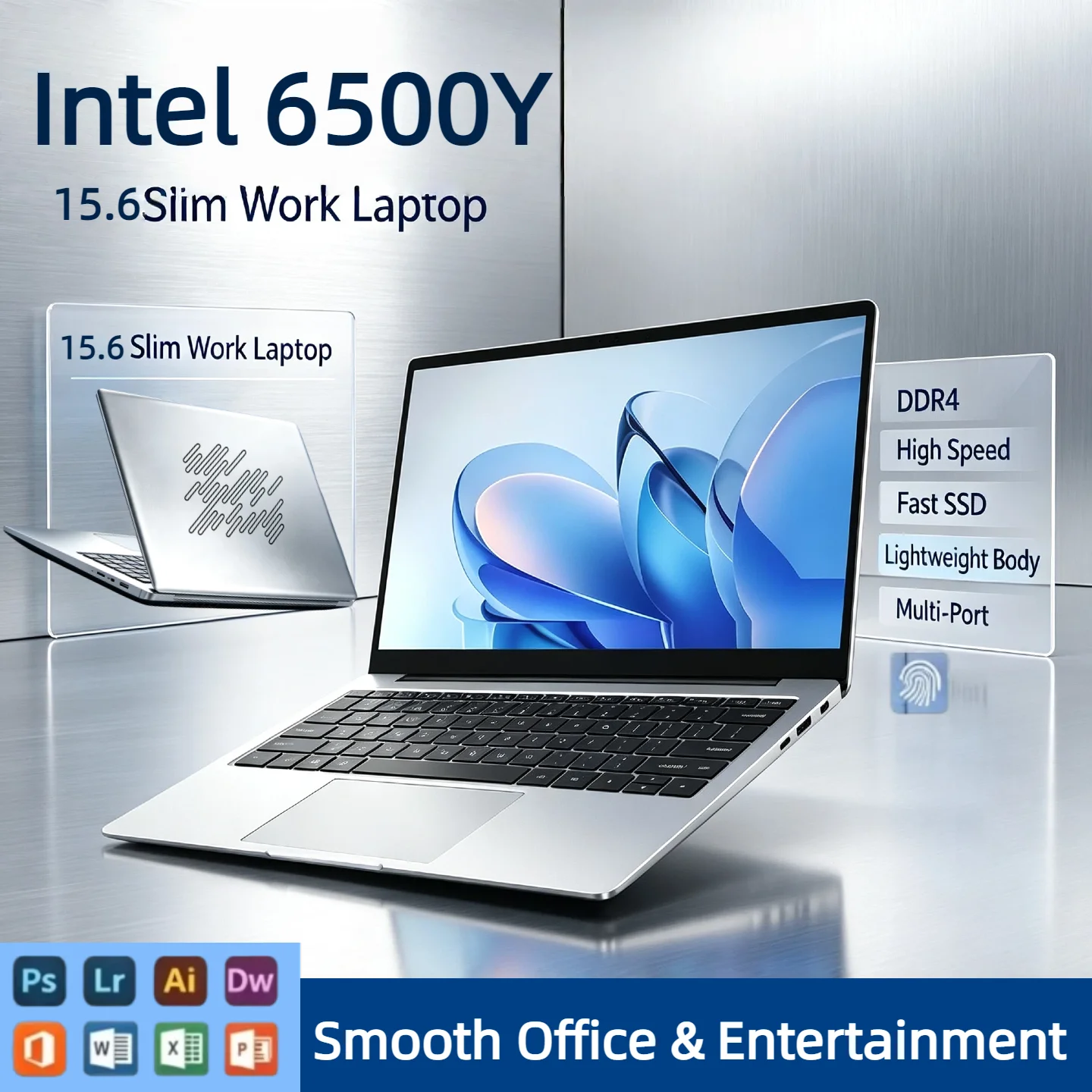 15.6 Inch Ultra Slim Laptop 6500Y 16GB RAM 2TB SSD FHD Display Flagship Specs Durable Long Lasting Pro