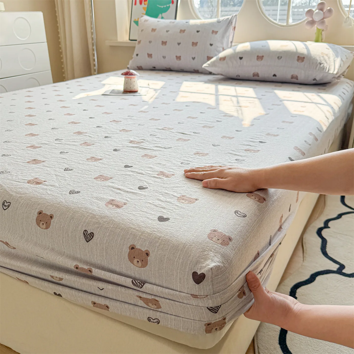 Sábana Ajustable Jacquard con Elástico Individual, Ropa de Cama Queen, King, Sábana Hipoalergénica, Colcha de Cama Casal