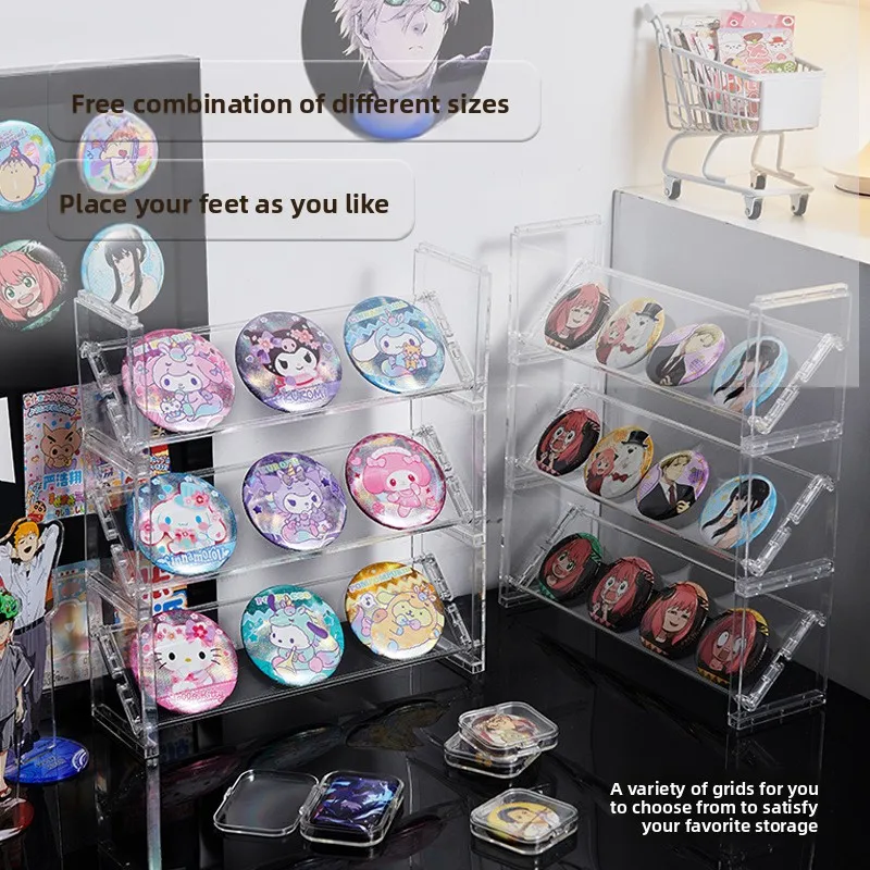 The New Best-selling Display Stand Storage Box with Stackable Badges Features A Dust-proof and Transparent Desktop Storage