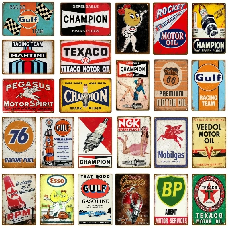 Aluminum Vintage Motor Oil Gasoline route66 Metal Signs Poster Retro Garage Club Bar Pub Gas Station Wall Decorative Wall Plaque