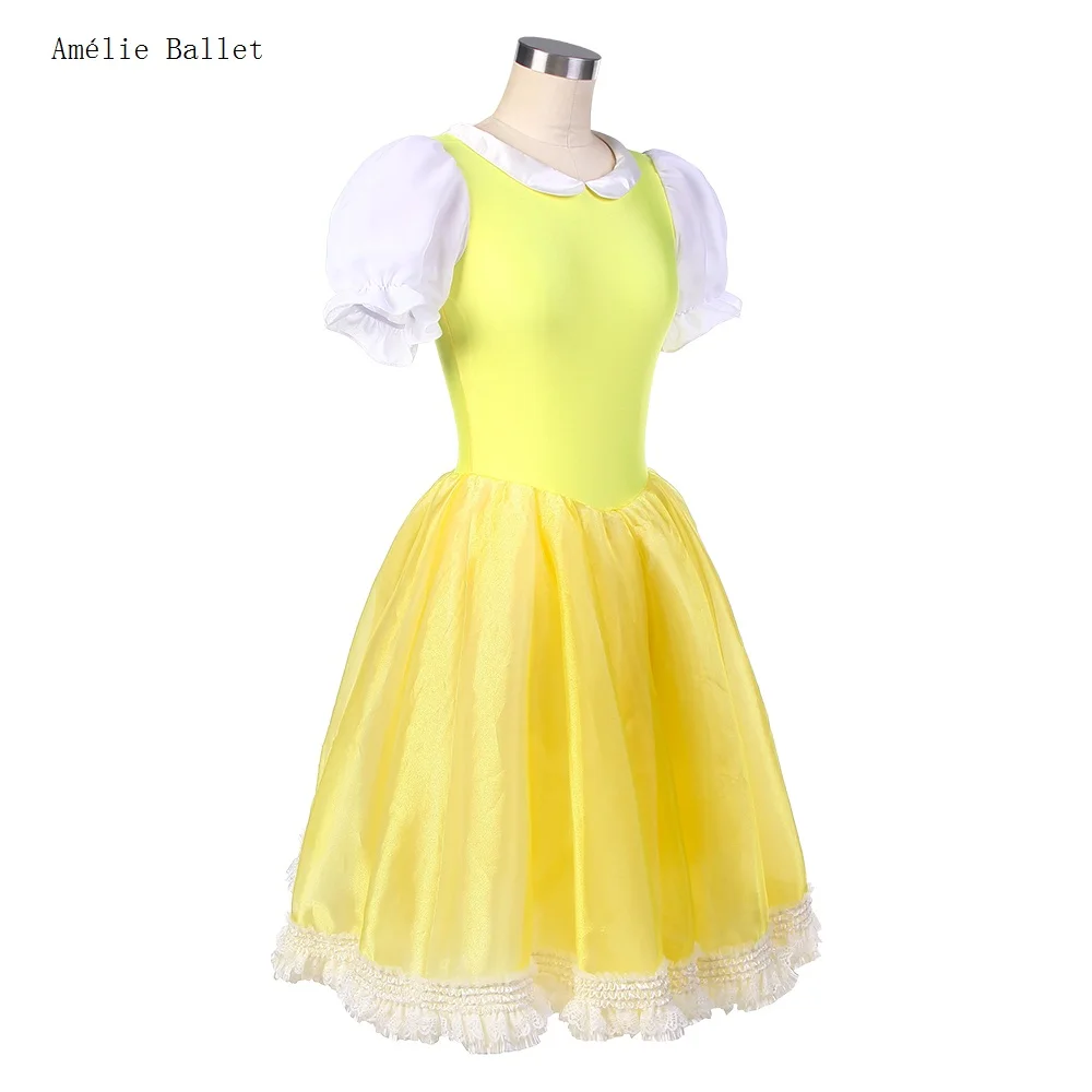 23147 صدرية من الألياف اللدنة الصفراء مع طبقات من التول الناعم توتو تنورة للفتيات والنساء فساتين رقص لأداء المسرح #3