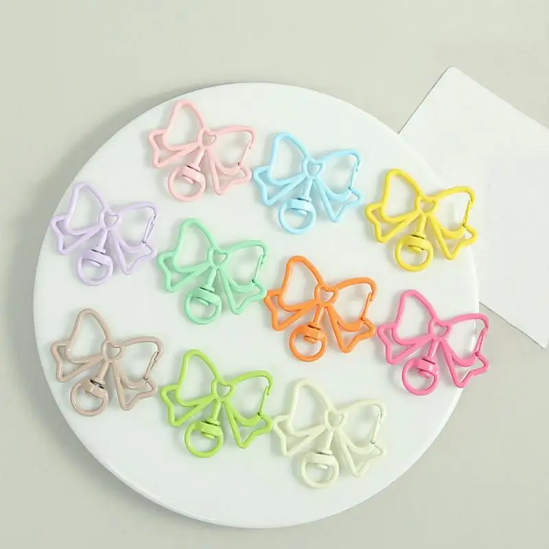 10Pcs Colorful Bowknot Spring Swivel Clasps Candy Paint Lobster Clasp Keychain Hooks For DIY Jewelry Bag Charm Making Accessorie