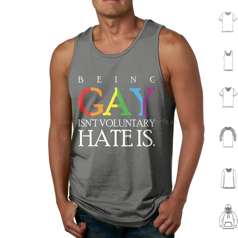 Being Isn't Voluntary Hate Is Tank Tops Print Cotton Bisexual Transsexual Flag Rainbow Social Movements Pride