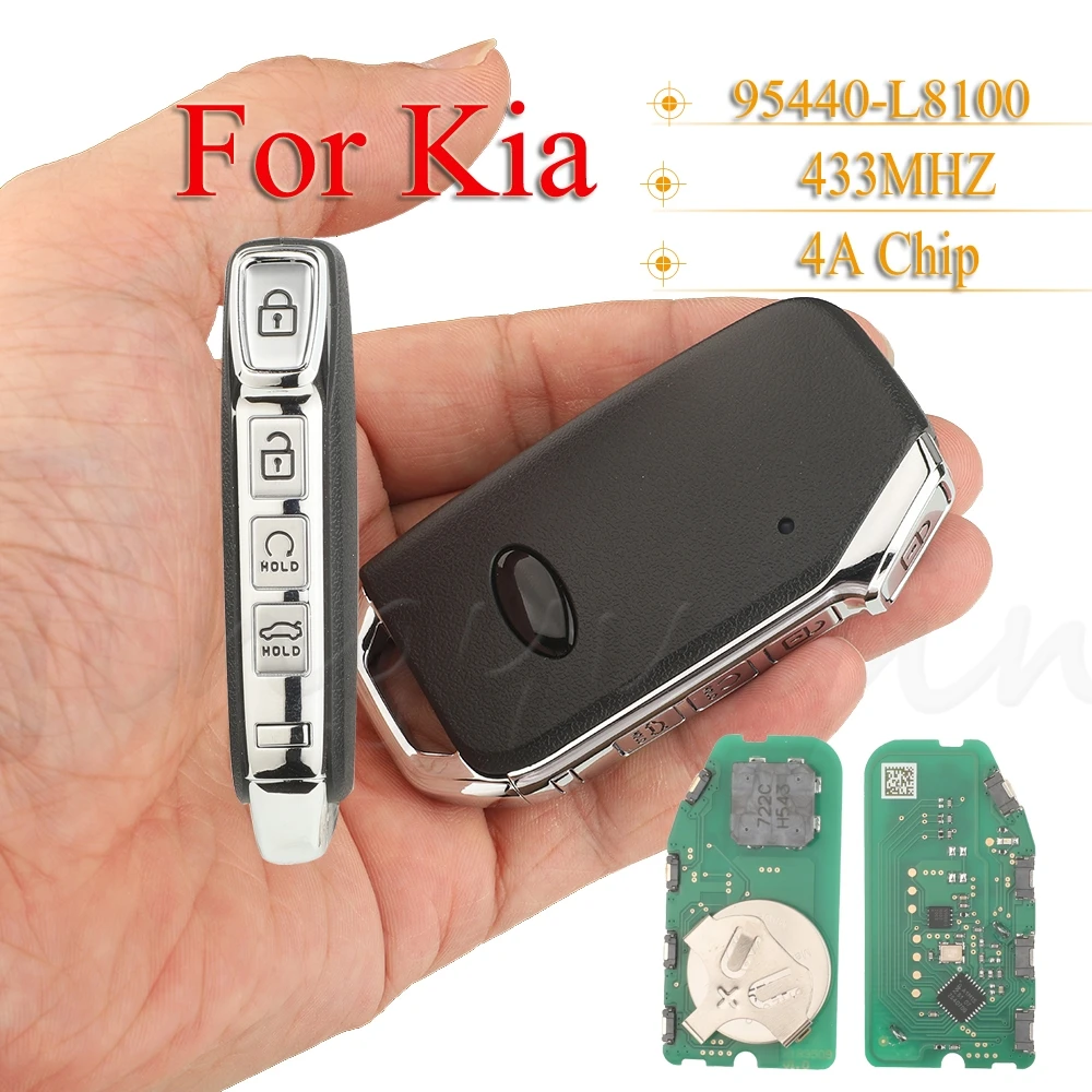 

jingyuqin Remote control Smart card Car Key 4 Buttons Frequency:433MHz FCCID:95440-L8100 4aChip For Kia K8 2022