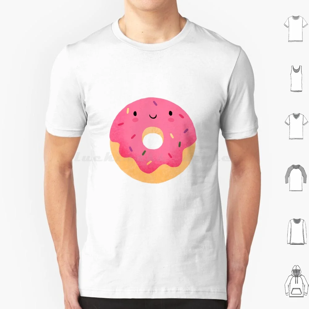 Happy Donut T Shirt 6xl Cotton Cool Tee Donut Doughnut Donuts Doughnuts Sprinkles Glazed Pink Food Foodie Eat Yum Yummy Nomnom