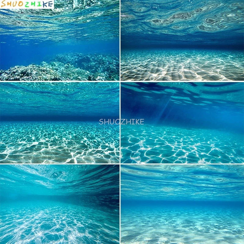 Light Reflections Underwater Scene Photography Backdrops Sunlight Shining Ocean Surfaces Of The Mediterranean Background HI-01