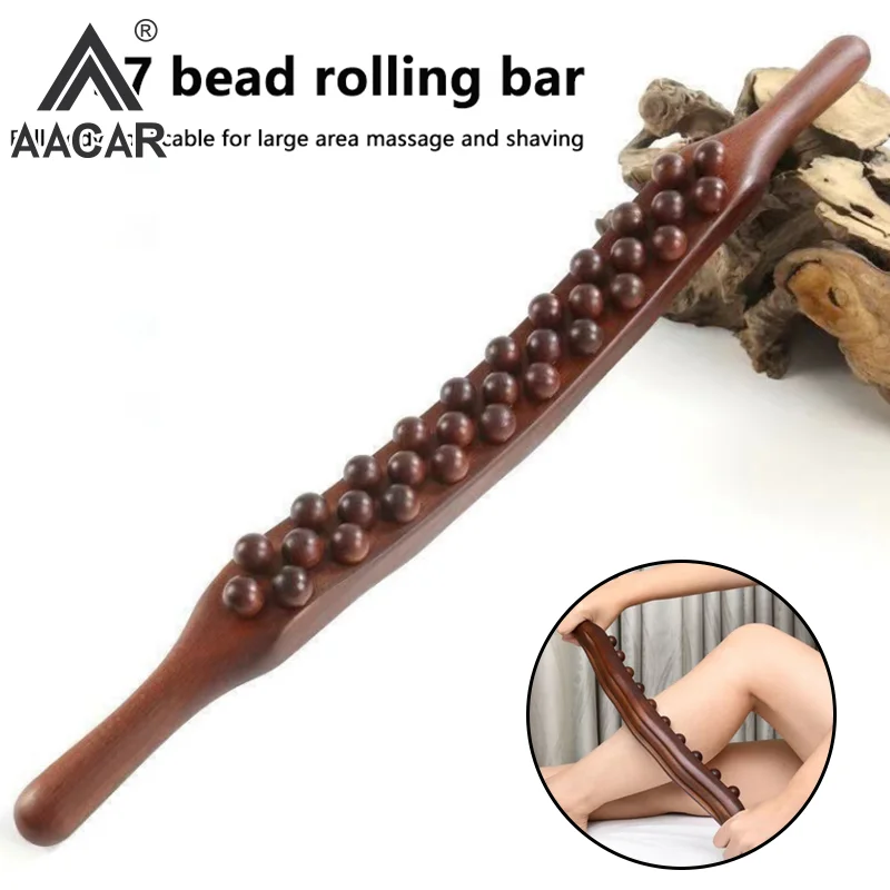 

37 бусин Гуа Ша палочка деревянная массажная палочка для тела ручной массажер для живота от целлюлита для облегчения обратной боли древесный терапевтический массажер