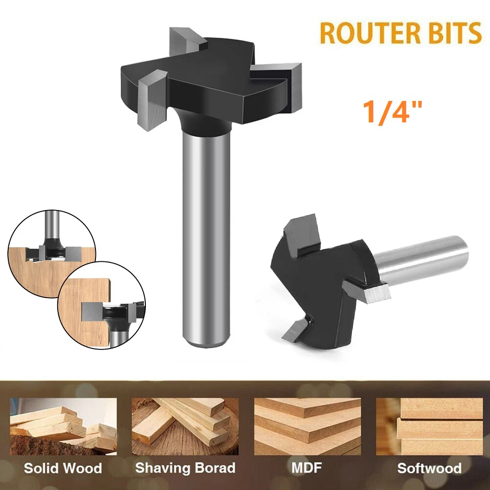

1/4" Carbide Router Bit Surfacing Router Bit Tipped Tool Suitable CNC Spoilboard Surfacing Router Bit For Woods/Particle Board