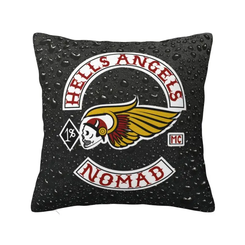 Luxury Hells Angels Logo Cushion Cover 40x40cm Velvet Motorcycle Club Pillow for Car Square Pillowcase Home Decorative