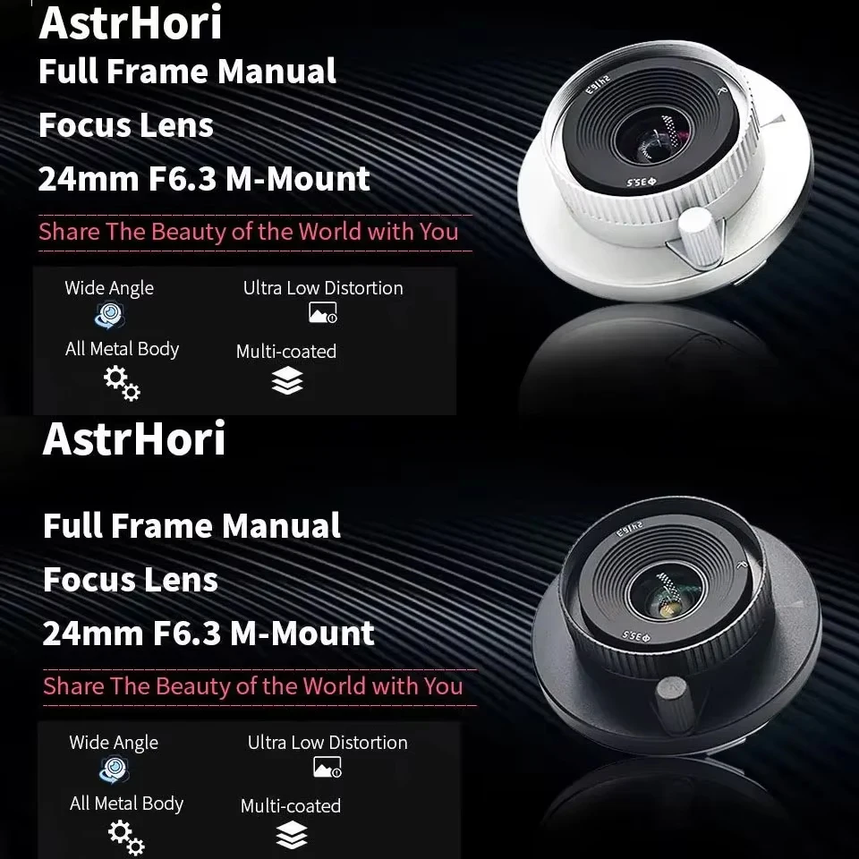AstrHori 24mm F6.3 Full Frame Manual Focus Lens Wide Angle Fixed Focus Lanscape Protrait Camera Lens for Leica M10 M11