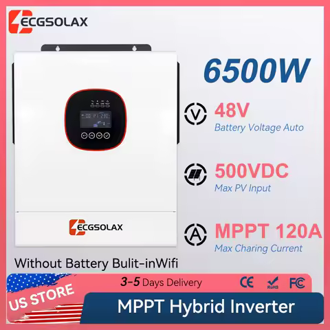 ECGSOLAX 6.5KW Hybrid Solar Inverter 48V 230V Off Grid Inverter With 160A MPPT Solar Controller Max PV 500VDC