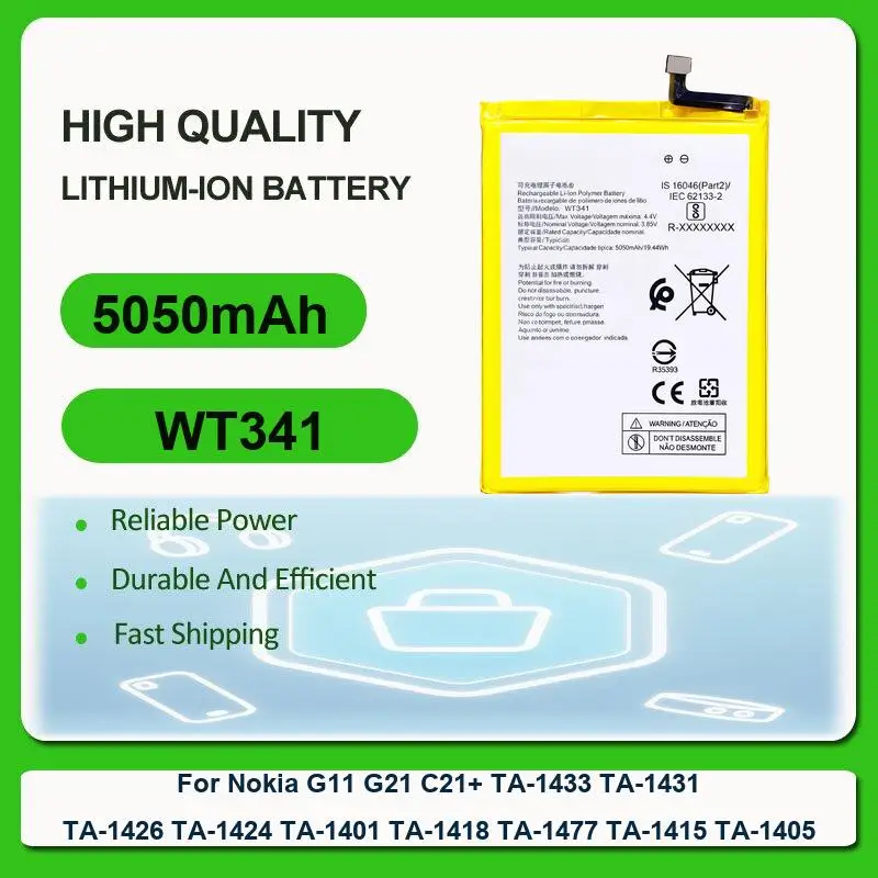 

Аккумулятор для телефона Nokia G11 G21 C21+ TA-1433 TA-1431 TA-1426 TA-1424 TA-1401 TA-1418 TA-1477 TA-1415 TA-1405 WT341 5050 мАч
