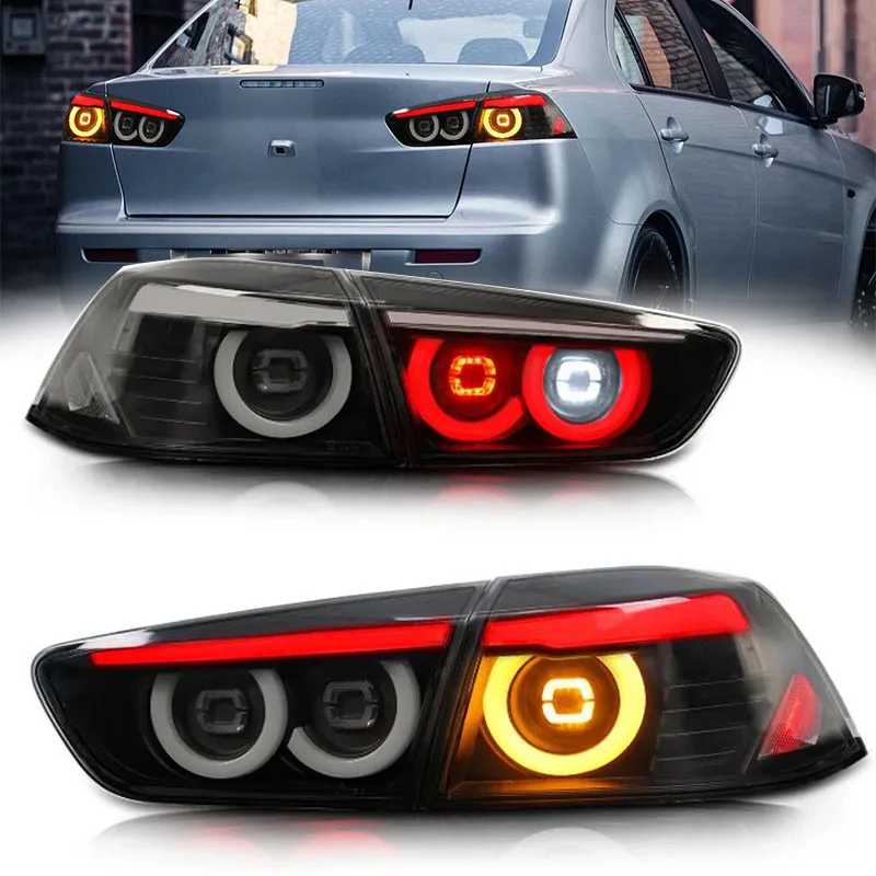 4PCS LED Rear Tail Lamp For Mitsubishi Lancer & EVO X 2008-2020 with Start Animation LED Brake Reverse Turn Signal Taillights