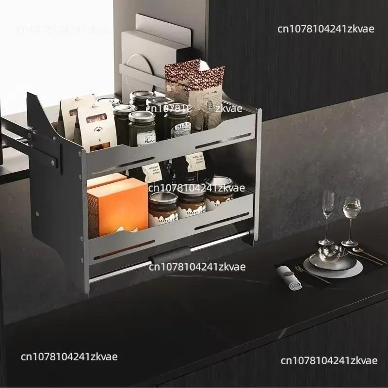 Stainless Steel Locker Hydraulic Modular Kitchen Pull-Out Lift Basket Kitchen Pull-Down Basket