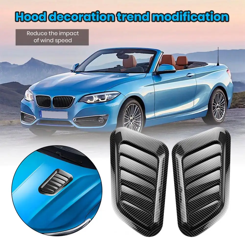 2Pcs Car Hood Air Vent Cover UV-proof Non-Fading Solid Color Universal Easy to Install Car Hood Vent Scoop Kit Car Accessory