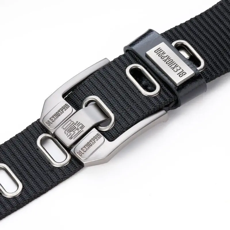 

3.8cm Width Men's Alloy Metal Pin Buckle Canvas Belt Luxury Designer Outdoor Cool Boy Pants Jeans Belt Black Coffee