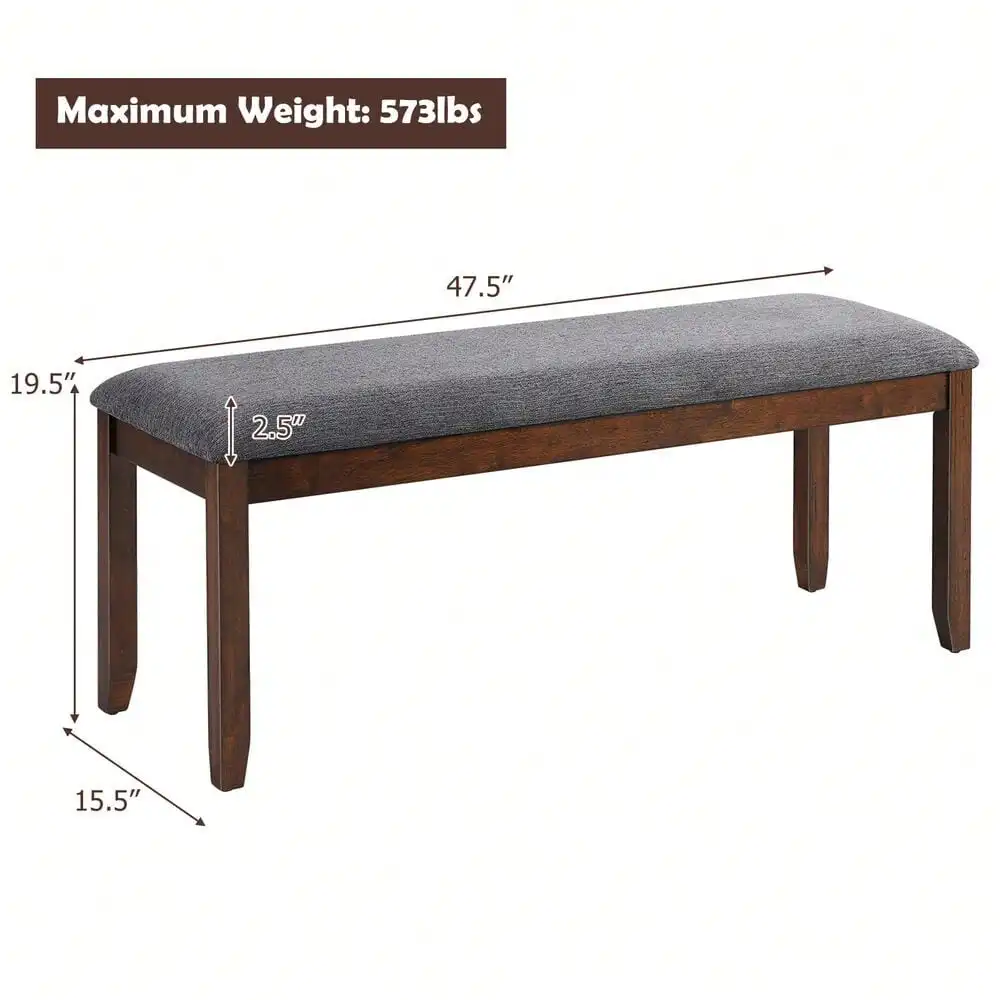 Bench Seat Upholstered Dining Bench with Wood Legs for Bedroom/Living