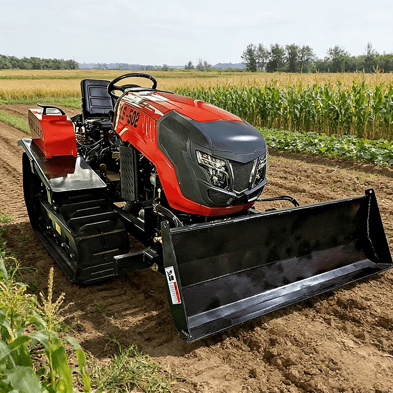 

Индивидуальный 35-сильный гусеничный трактор для любых типов местности с малогабаритным роторным культиватором для обработки сельскохозяйственных угодий