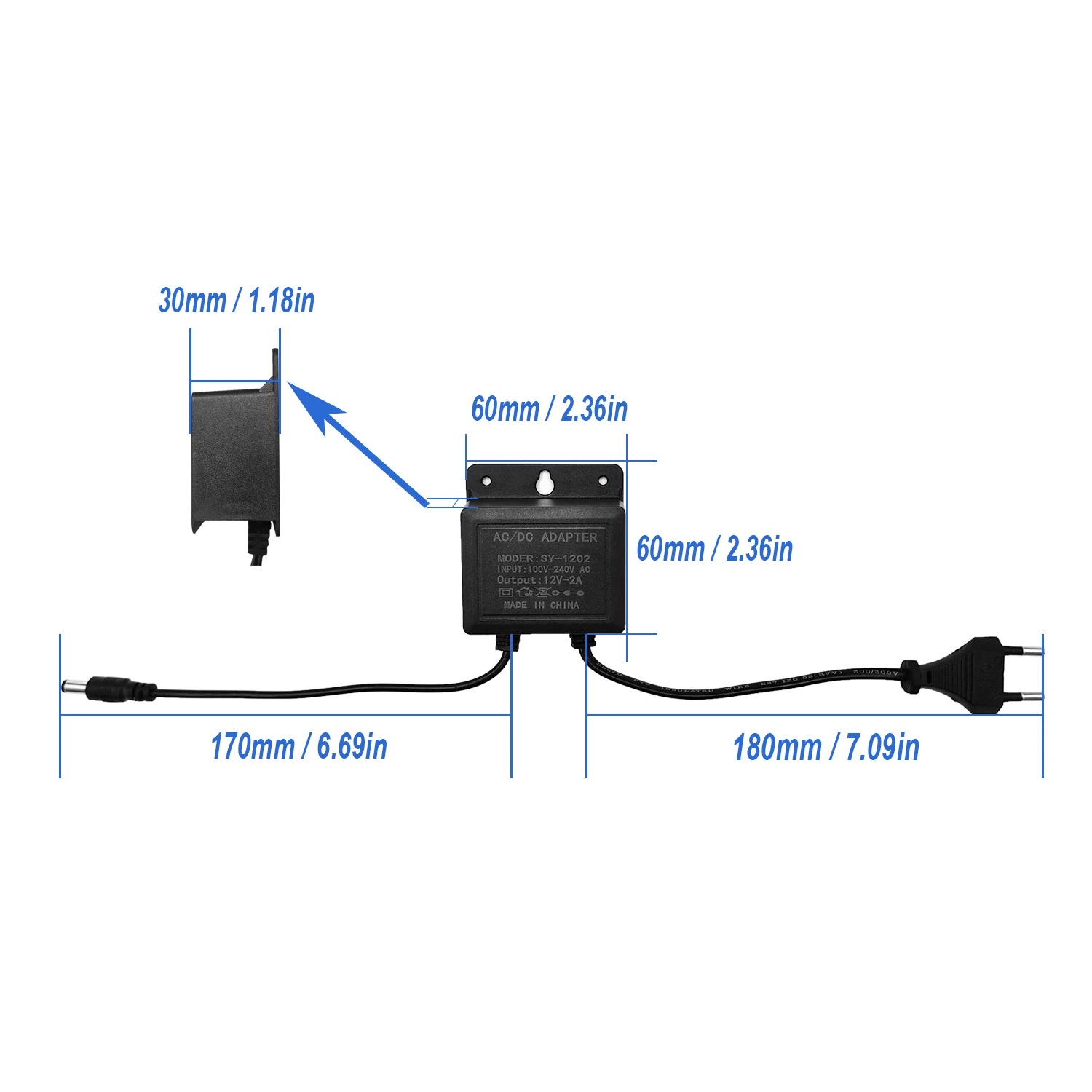 2PCS DC12V 2A EU Plug Power Adapter Waterproof For CCTV Security Surveillance AHD Camera Charger NVR DVR Input AC100V-240V