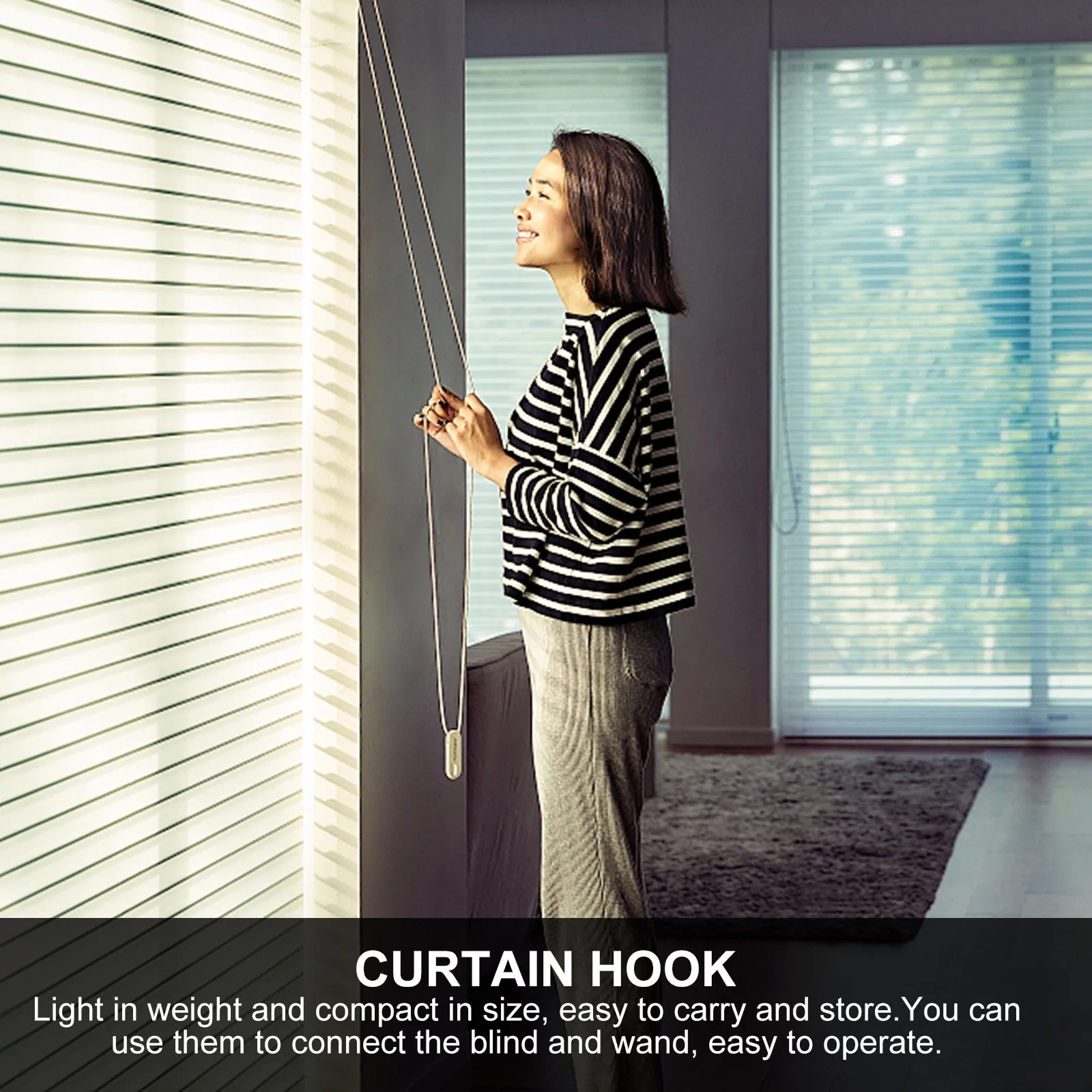 8Pcs Venetian Blind Hook Set Sturdy Tilt Connector Hook for Curtain Wand Control Sliding Wheel Pulley Curtain Roller