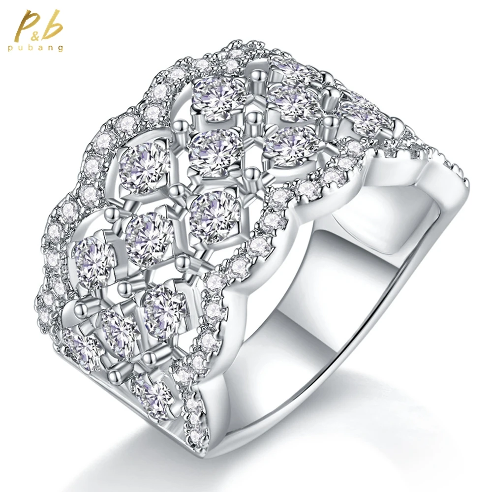 

PuBang Fine Jewelry 925 Sterling Silver GRA Sparkling Real Moissanite Diamond Gemstone Wedding Engagement Rings Gifts Wholesale