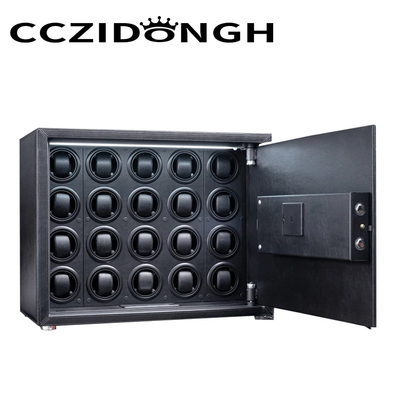 Enrolador de relógio automático de luxo, bloqueio de impressão digital, caixa segura, motor silencioso, armazenamento de relógio, vitrine para relógios mecânicos