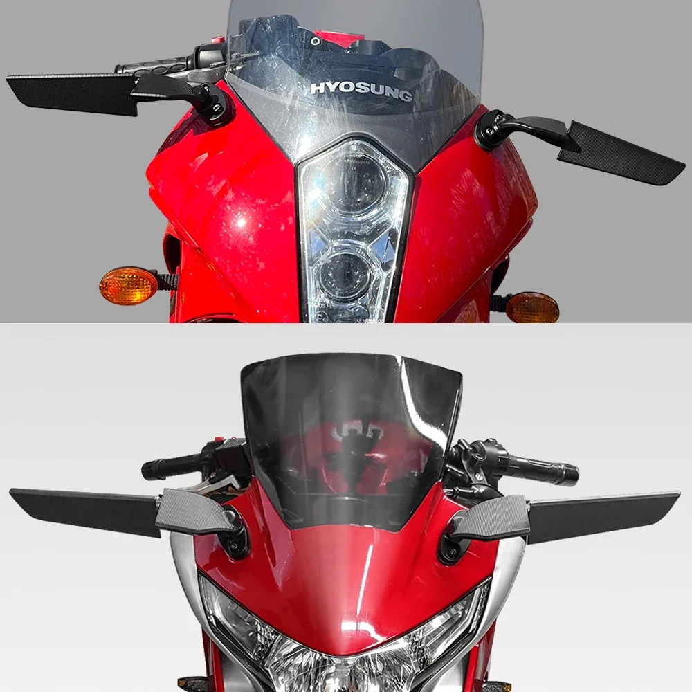 For Kawasaki Ninja 250 300 400 650 H2 H4 Modified Motorcycle Mirrors Adjustable Rotating Rearview Wind Swivel Wing Side Mirror