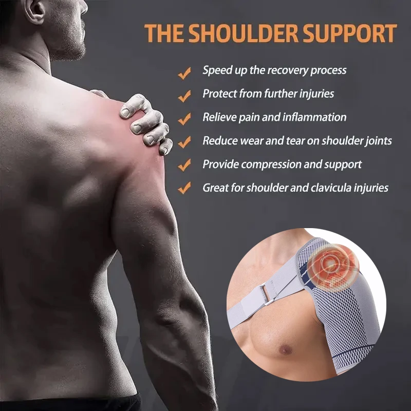 SSUNTAK 1Pc Adjustable Shoulder Brace Compression Support Sleeve for Men Women Rotator Cuff Pain Relief Dislocation Left Right