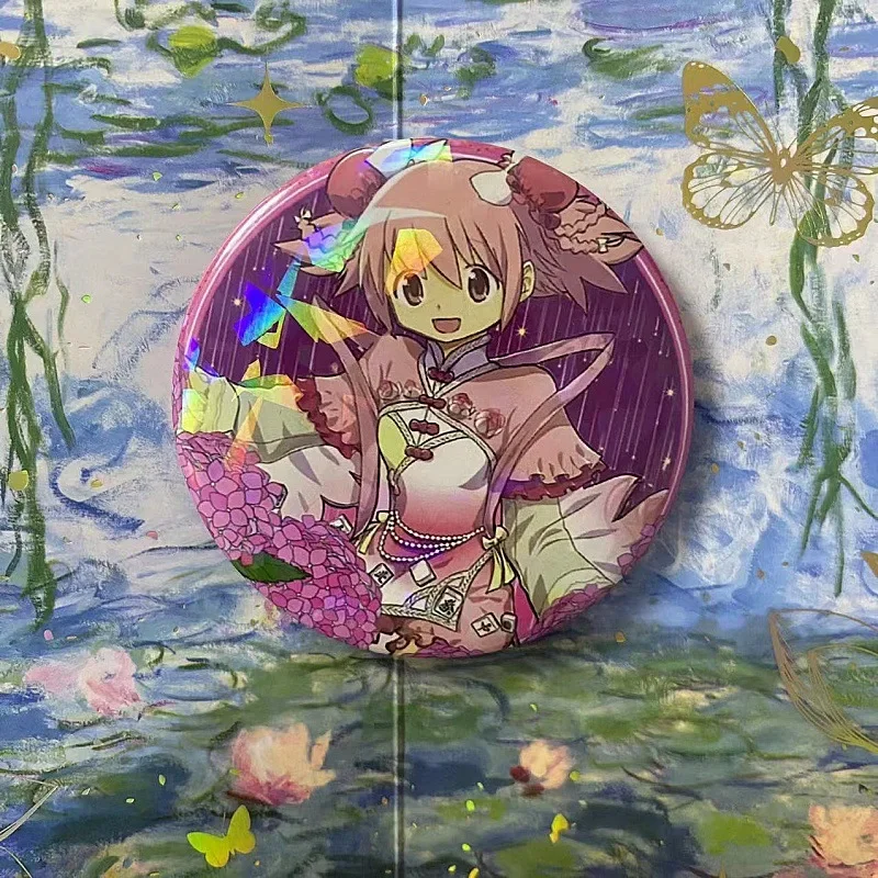 58MM Anime Xiaoyuan Starry Badge Kaname Madoka Miki Sayaka Akemi Homura Cartoon Brooch Lapels Bag Accessories Gifts