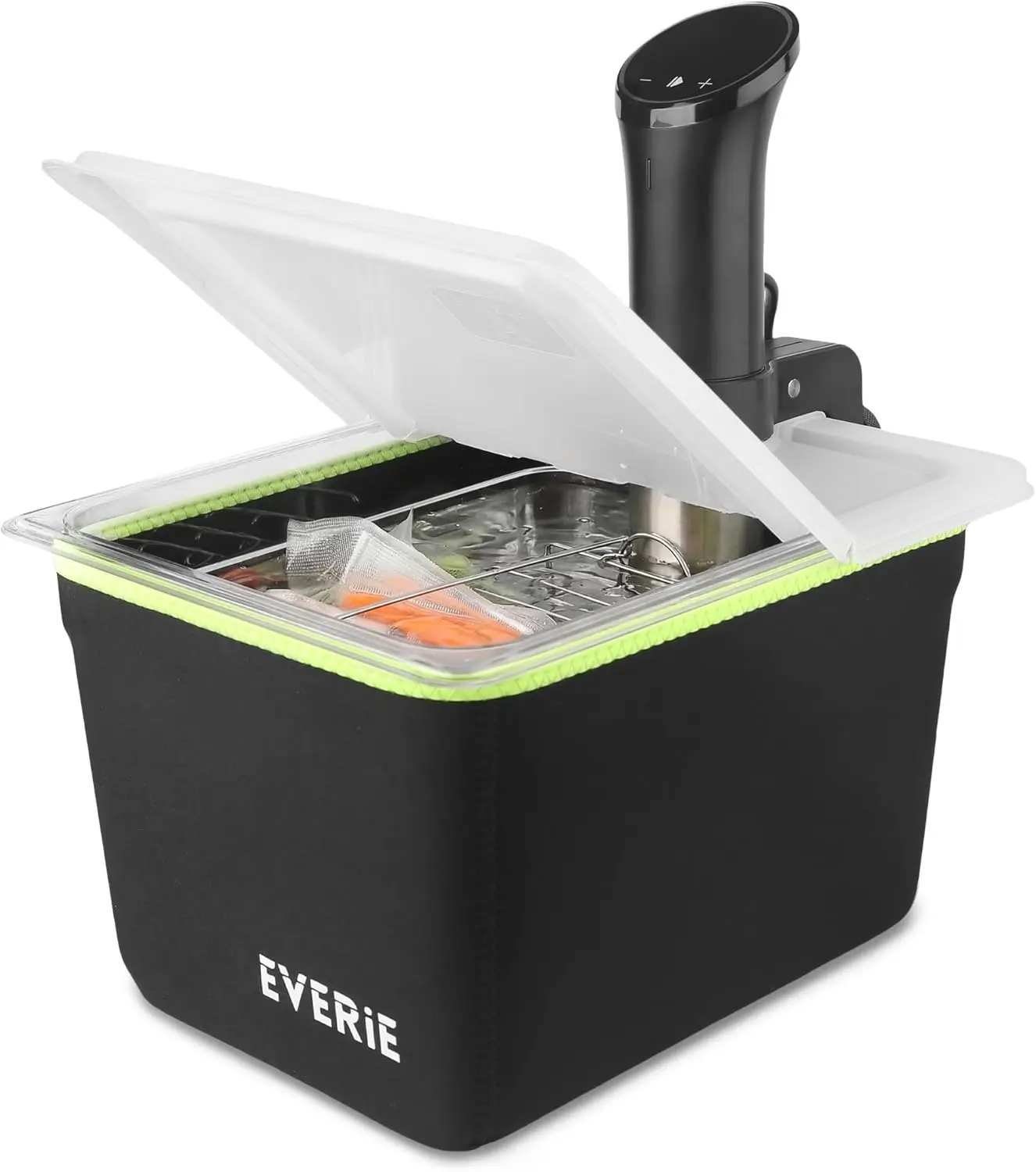 

Контейнер для су-вид объемом 12 квартов с откидной крышкой, решеткой из нержавеющей стали и термоизоляционным чехлом — одобрен NSF, без BPA