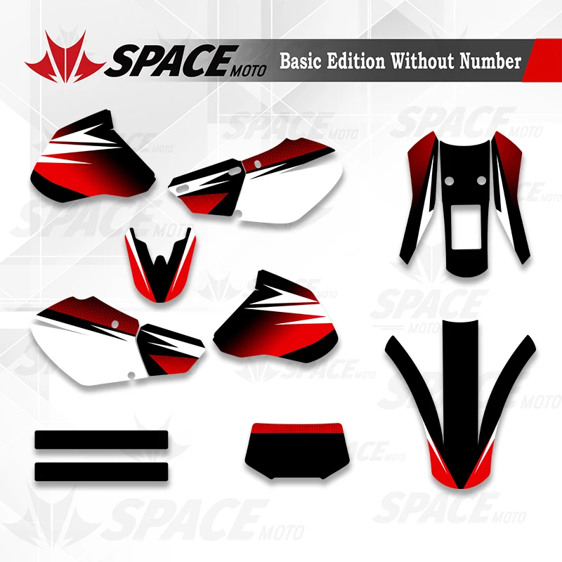 SPACE Custom Graphics Backgrounds Decal Stickers Kits Number Name Background Custom For Honda 96-04 XR250