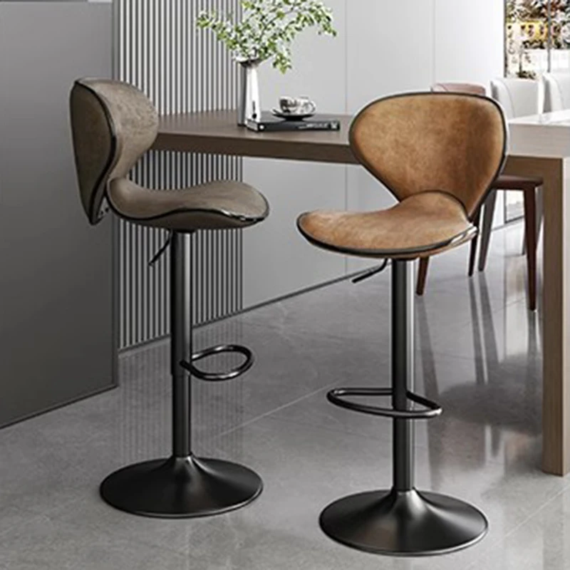 

Nordic Mobile Bar Chairs High Kitchen Cafe Home Rotary Leather Accent Bar Chairs Metal Adjustable Taburetes Altos Furniture