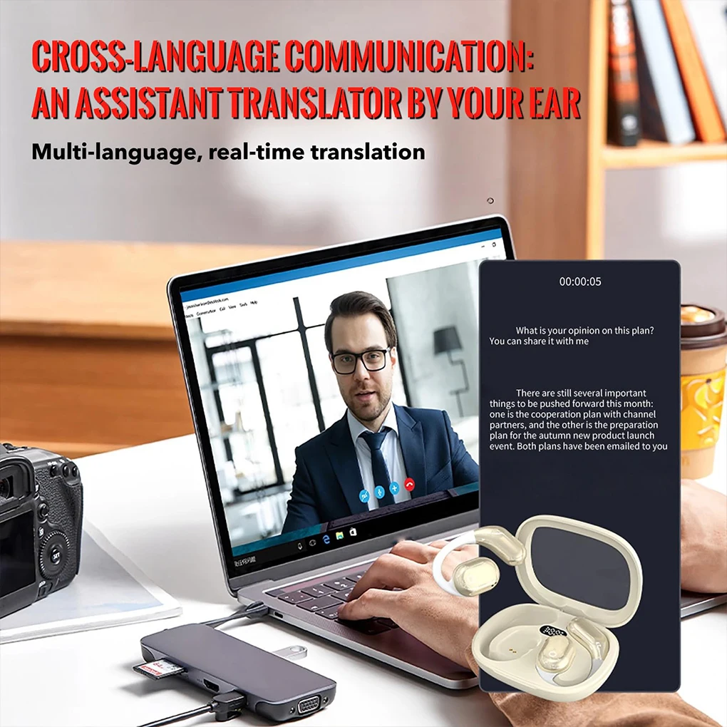 AI سماعات مترجم Y16 سماعات بلوتوث AI في الوقت الحقيقي الترجمة سماعات أذن لتقوم بها بنفسك APP OWS سماعات لاسلكية