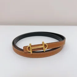 Ceinture double face en cuir véritable pour femme, nouvelle mode, haute qualité, marque de luxe, petite ceinture avec pull en jean, chemise, 2021