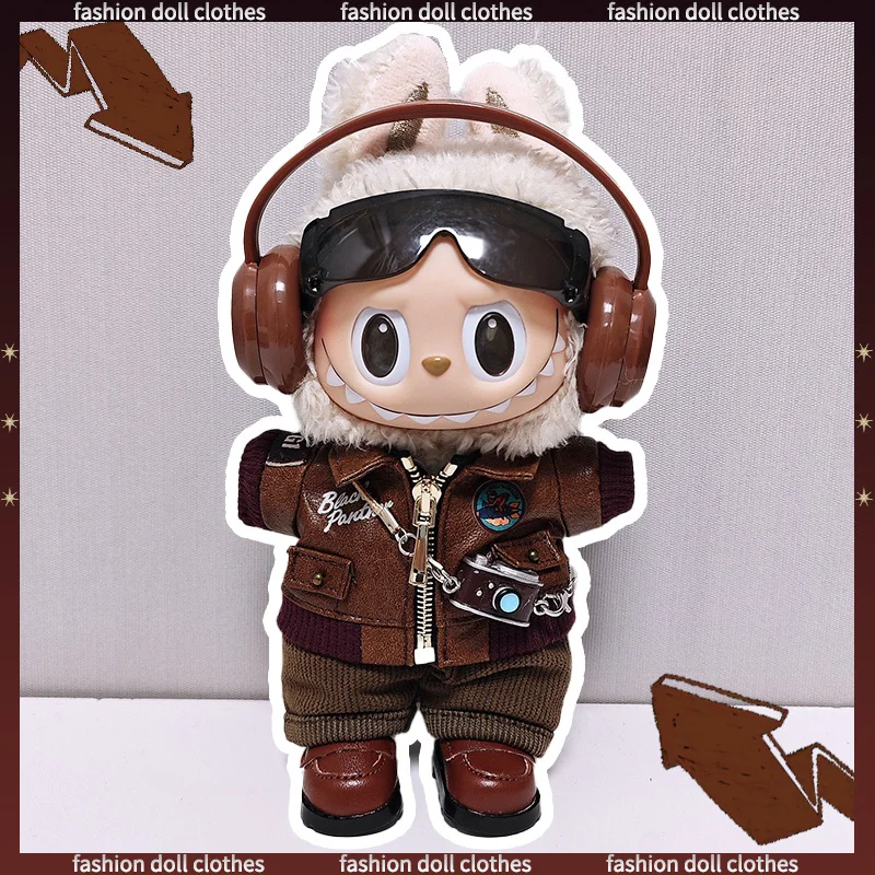 

Только одежда: одежда для куклы Labubu 17 см, комплект летной куртки в стиле ретро V1 V2 V3, плюшевая подвеска, сменная одежда, аксессуары для кукол