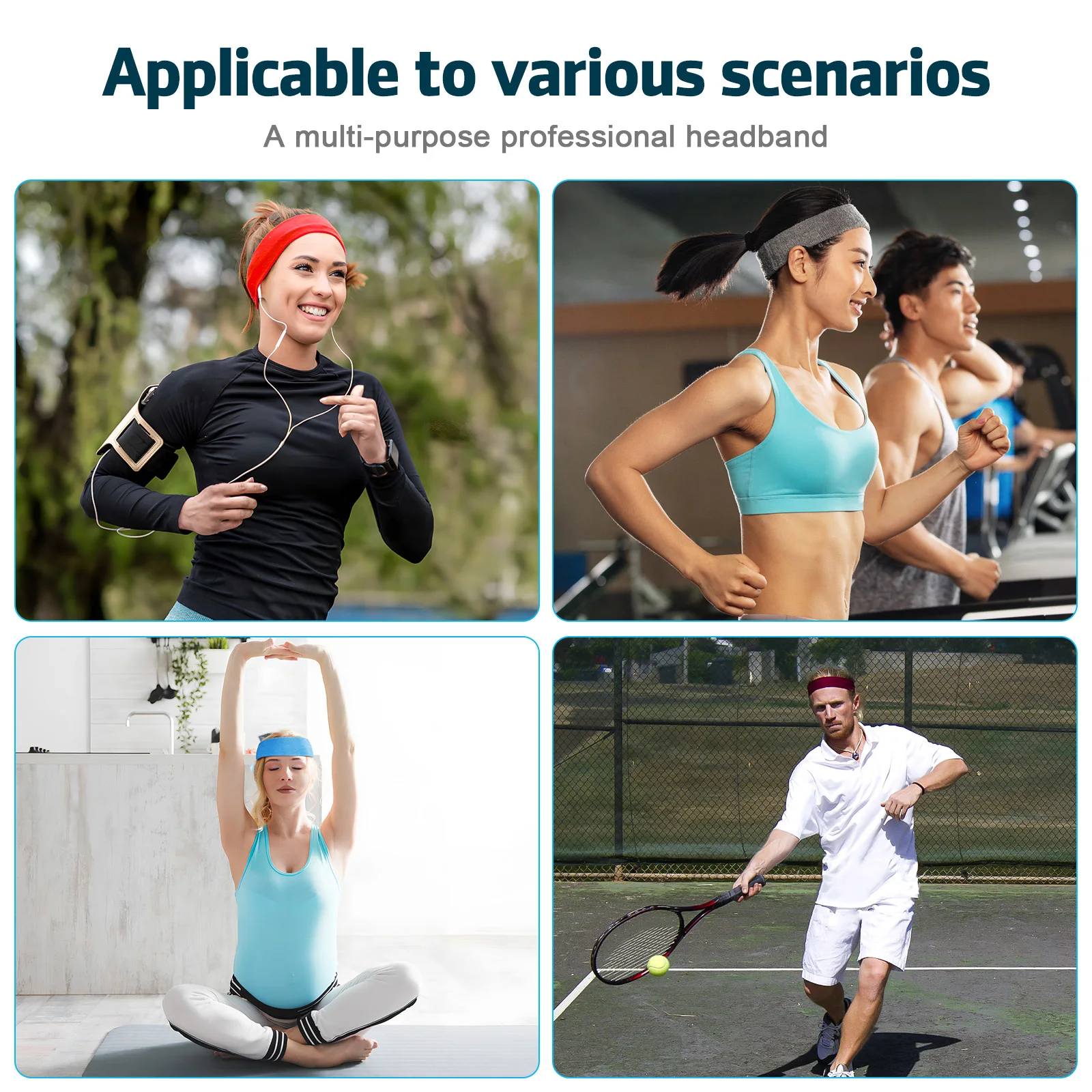 6 pièces bandeau de Fitness bandeaux légers doux élastiques bandes de cheveux pour la course Yoga gymnastique entraînement sport conception antidérapante