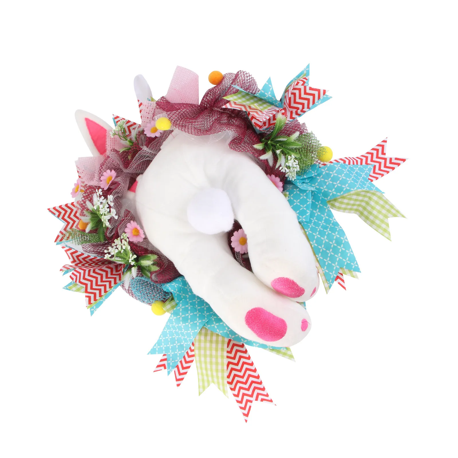 

1Pcs Artificial Bunny Tail Wreath Easter Hanging Garland Door Wall Decoration Easter Party