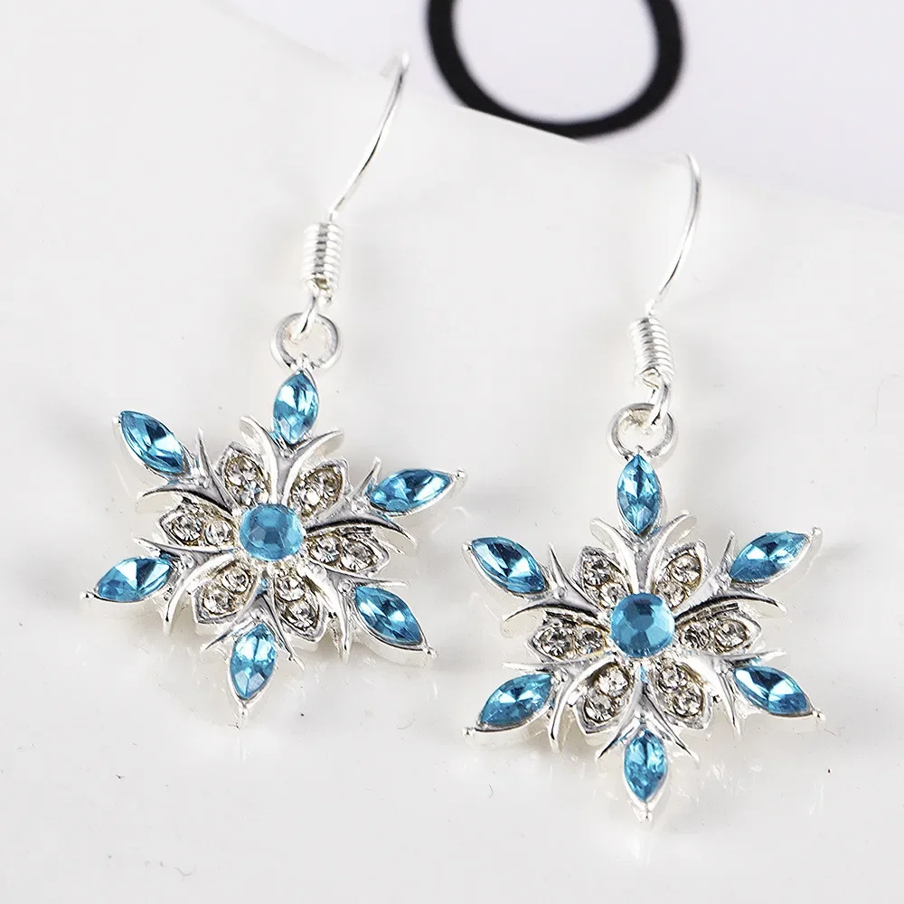 Elegant Zircon Snowflake Drop Earrings For Women Christmas Rhinestone Snowflake Pearl Earrings Gilrs Xmas New Year Party Jewelry