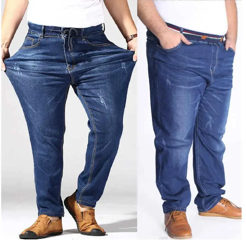 

Large Size Men Jeans Elastic Waist High Elasticity Stretch Denim Trousers Loose Jeans Maximum Suitable Weight 180kg