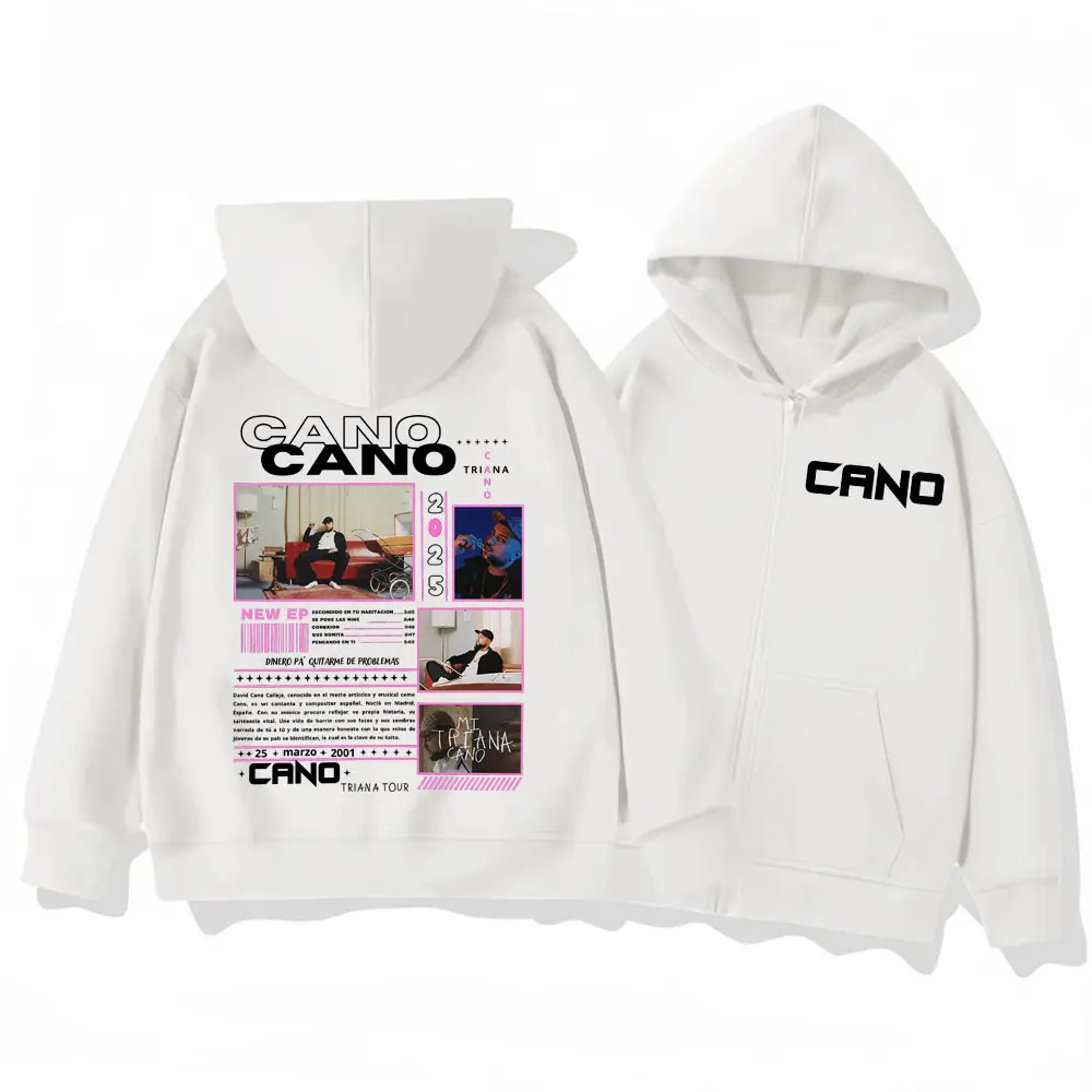 Rapper Cano Triana Tour 2025 Zipper Hoodie Men Women Hip Hop Fashion Zip Up Pullovers High Quality Fleece Oversized Sweatshirts