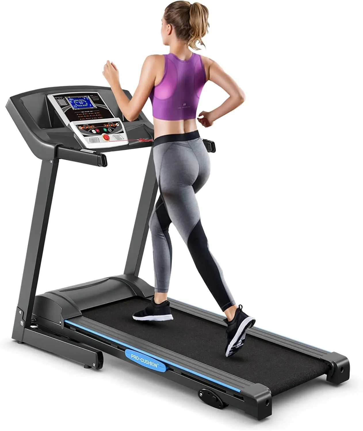 

Складная беговая дорожка 2,25 л. С., электрическая беговая дорожка с 3 уровнями наклона и 12 предустановленными программами, машина для ходьбы с чистым моном