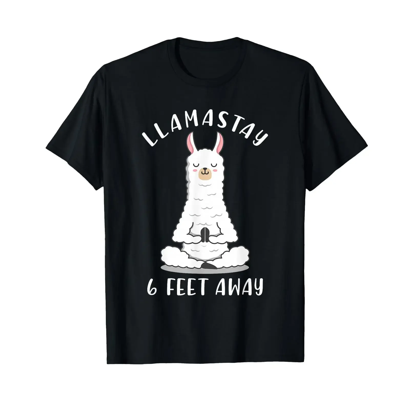 Llamastay 6 Feet Away Funny Social Distancing Llama Yoga T Shirt vintage Washed fashion Comfortable graphic