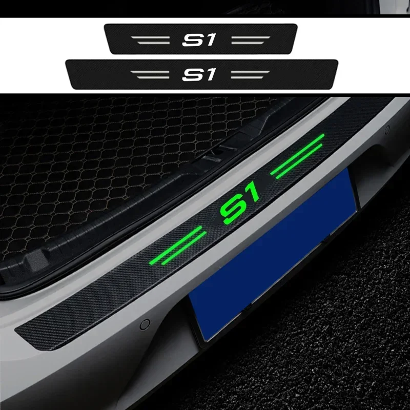 Luminous Car Door Sill Protector Decals for Audi S1 Logo Auto Door Entry Guard Strips Rear Trunk Threshold Sticker Accessories