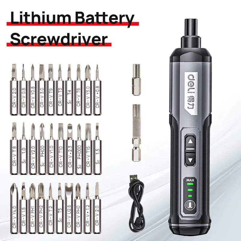  Cordless Electric Screwdriver Rechargeable 2000mah Lithium Battery Mini Drill 4V Power Tools Set Household Maintenance Repair 