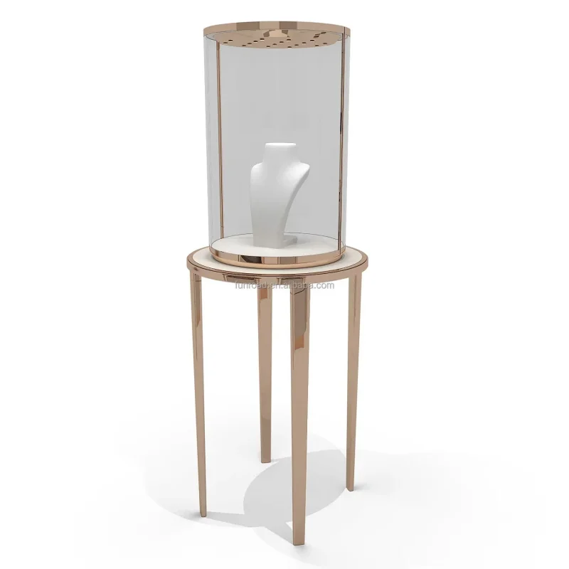 custom.Custom High-End Luxury Jewelry Display Cabinet Elegant Glass Jewelry Counter and Metal Mall Showroom Display Sto
