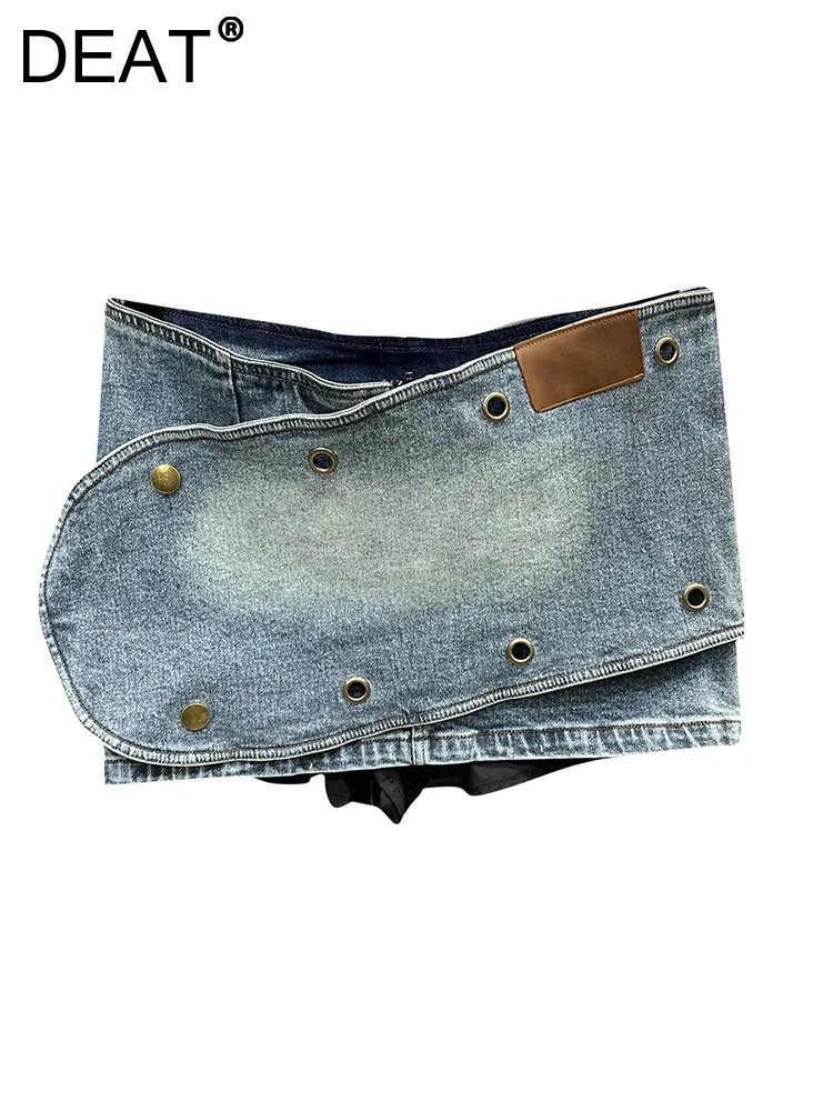 Deat Vrouwen Denim Rok Multi Knopen Metalen Decoratieve Afgeschuinde Rand Ontwerp Warp Hippe Minirokken 2024 Herfst Nieuwe Mode 11xx4443