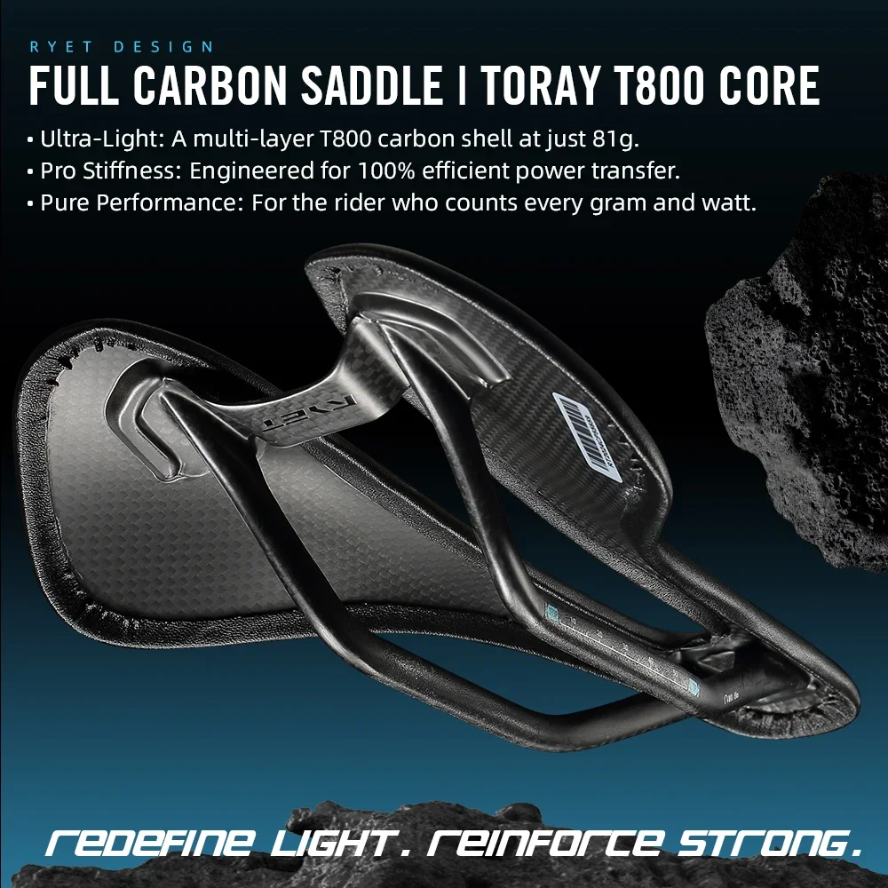 2026 RYET سرج كربون كامل خفيف 81 جرام/87 جرام ، قضيب كربون من الجلد 7 × 9 مللي متر 143/155 مللي متر لدراجة الحصى MTB على الطريق