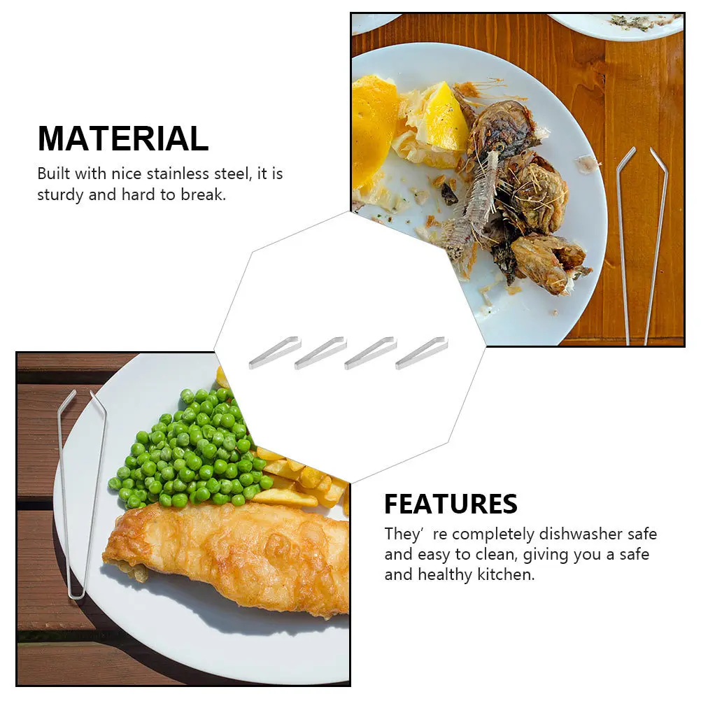 

NOLITOY 4Pcs Stainless Steel Fish Bone Remover Tweezers Pig Hair Picker Precision Cooking Tongs Food Pincer Kitchen Tool