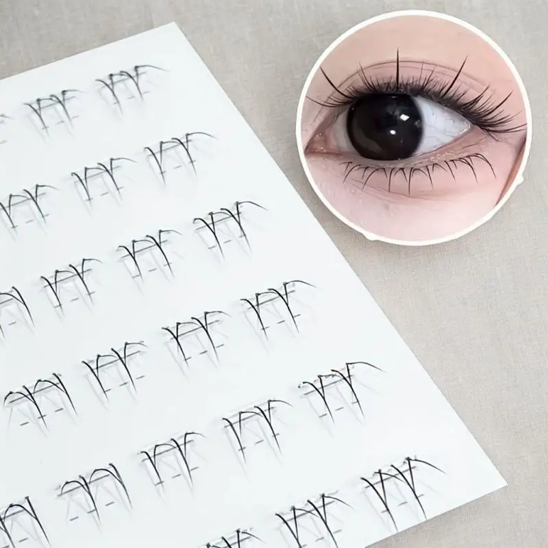 自己粘着式下まつげ、接着剤不要、再利用可能、韓国風メイクDIY、個別まつげクラスター
