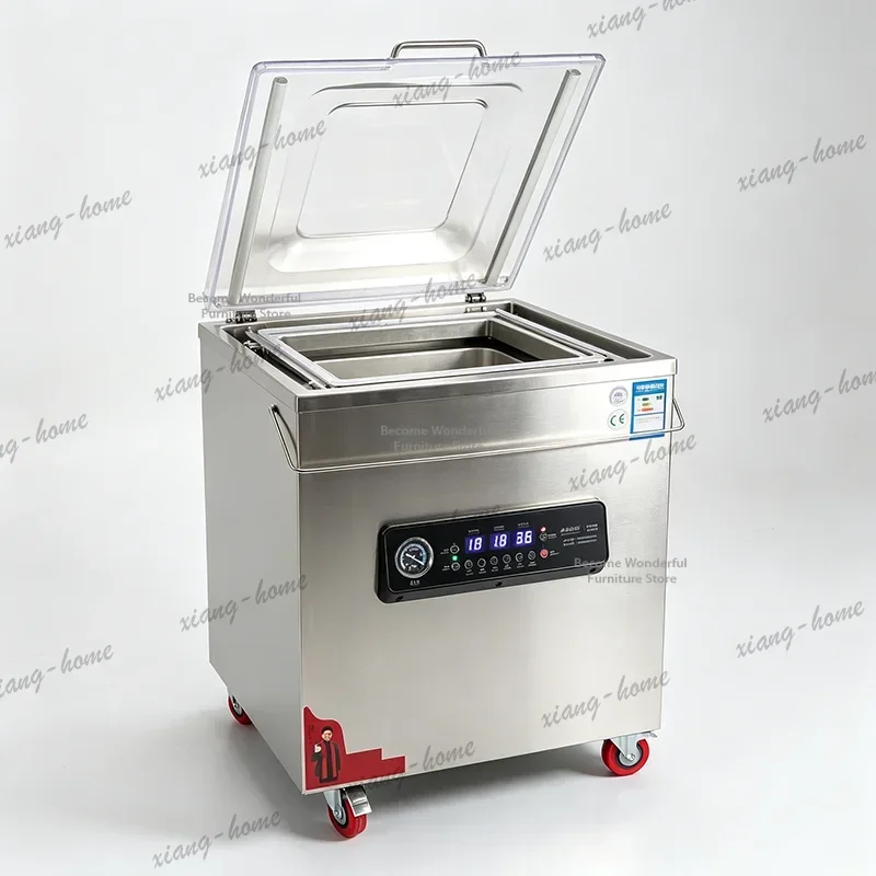 YJ Commercial Automatic Vacuum Sealer Cooked Meat Seafood Dry Wet Dual‑Use Industrial Packing Sealing Equipment Recessed Plate F